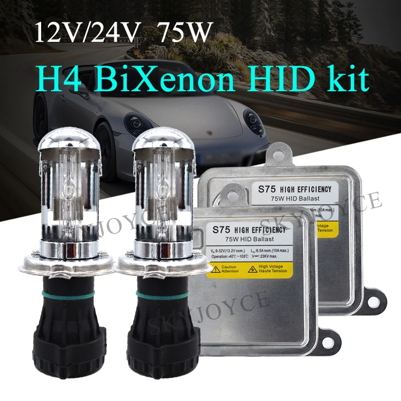 2020 SKYJOYCE 12V 24V Быстрый Яркий 75W HID комплект H4 Hi/Lo луч лампа 4300K 6000K 8000K балласт