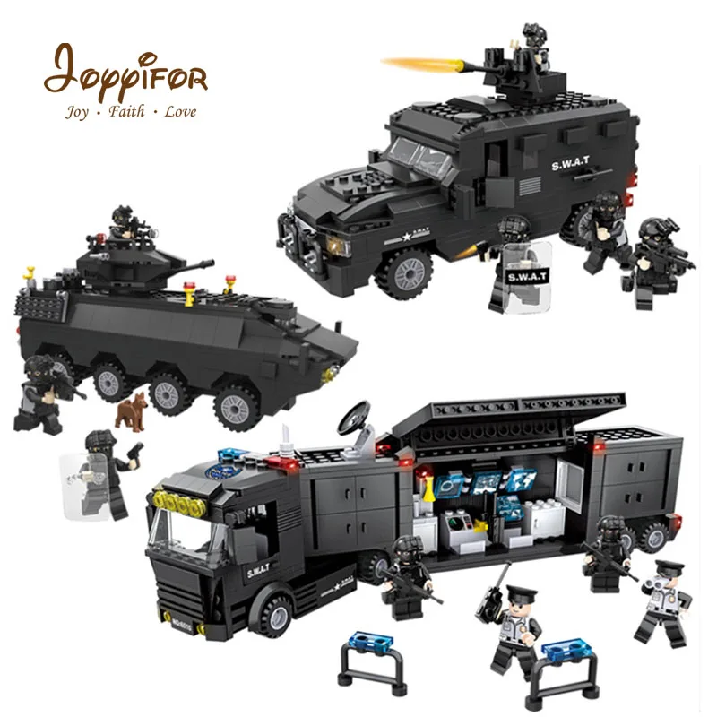 

Joyyifor Police series SWAT Weapon Tank Car Action Figure Model Building Blocks Compatible with LegoINGlys for Children Kids Toy