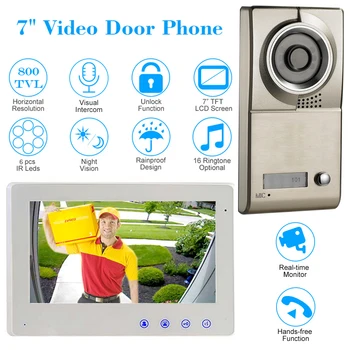 

CUSAM 7" LCD 800TVL Video Door Phone Intercom System Rainproof Doorbell Unlock IR Camera Night Vision