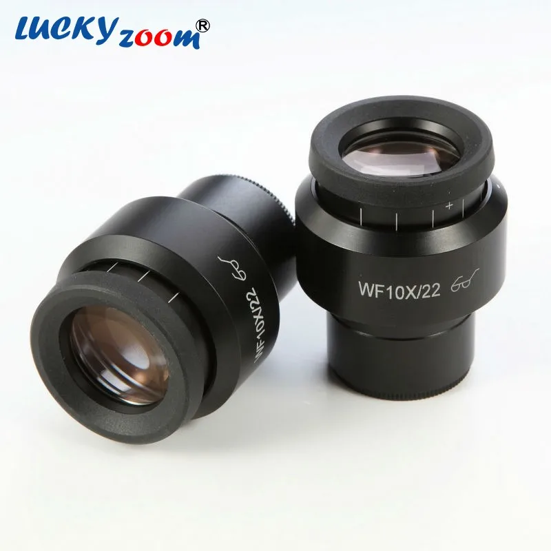 Lucky Zoom Professional&nbsp;2pcs Adjustable Stereo Microscope Eyepiece 10X Brand 22MM Wide Field Binocular Trinocular Microscope Oculars Microscopio Lens