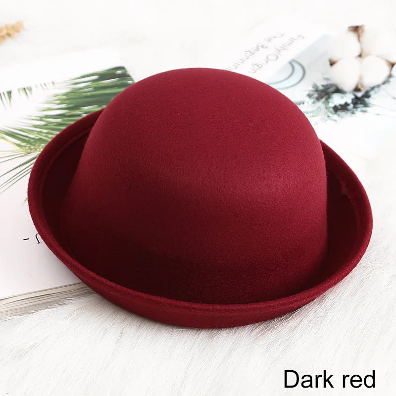 REAKIDS/Детская кепка-ведро для мальчиков и девочек; летняя шапка для маленьких девочек; модная солнцезащитная Кепка для маленьких девочек; детская Шерстяная кепка - Цвет: Dark red