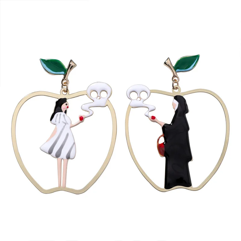 

Fairy Tale Evil And Goodness Princess And Queen Asymmetrical Statement Drop Earrings For Women Girls Lovely Cartoon Pendientes