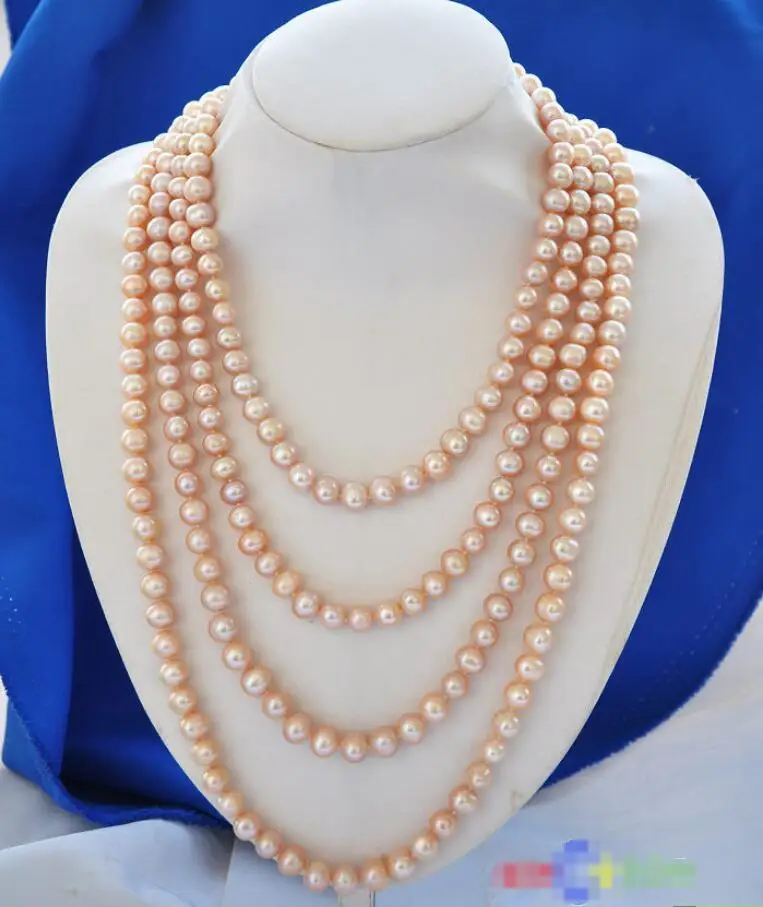 

Hot sale new Style >>>>> p3486 Long 100" 10mm pink round freshwater cultured pearl necklace