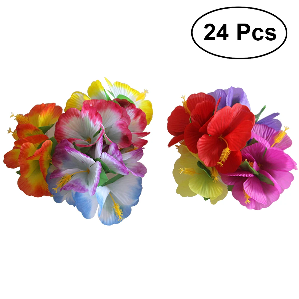 

24pcs Hawaiian Flowers Hair Clips Bridal Barrette Tropical Beach Wedding Hibiscus Flower Women Party Hairclip Accessories