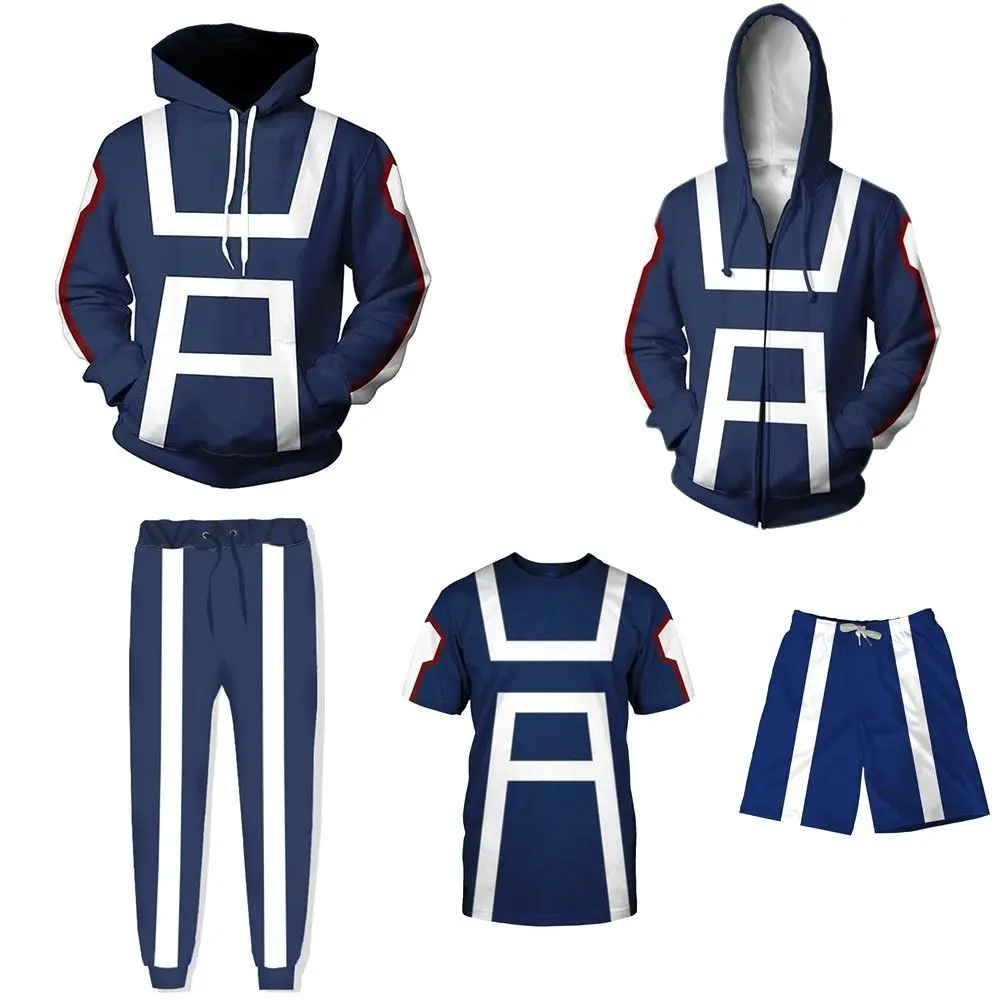 Мой герой Academia для мужчин женщин футболка брюк Hoodie Sport Спортивный костюм для гимнастики все может косплэй костюм