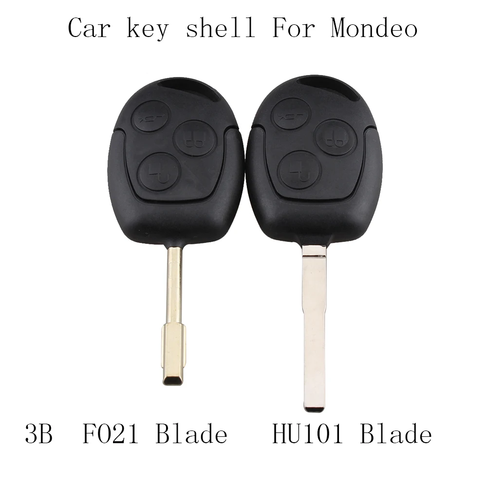 

3 Buttins FO21/HU101 blade Replacement Car Remote Entry FOB Key Shell Blade for Ford Mondeo Focus Black Key Case