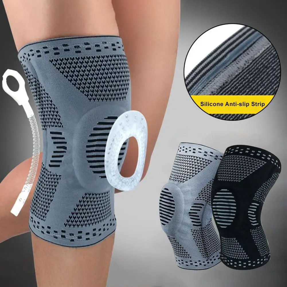 

Silicone Spring Kneepad Meniscus Leg Cover Knee Brace With Side Stabilizers Patella Gel Pads Sports Fitness Kneepad Unisex