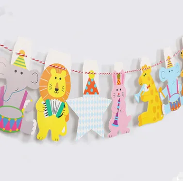 

1set 2m Circus Forest Lion Concert Cartoon Animal Garland Party Banner Flags Decor For Baby Shower Kids Birthday Party Supplies