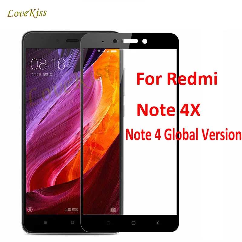 Закаленное стекло 9H 2.5D с полным покрытием для Xiaomi Redmi Note 4 глобальная версия 4X 3G/32G