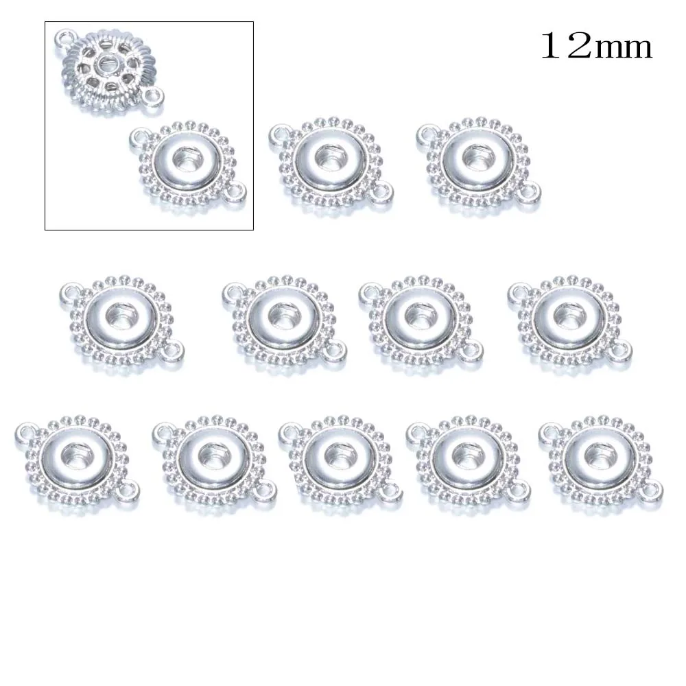 12pcs/lot Basical DIY Snap Button 12mm/18mm Interchangeable Snaps Button Base Charm For Snap Bracelets Necklaces Jewelry Making 