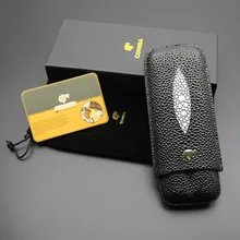 COHIBA гаджеты черный кожаный портсигар держатель Чехол Humidor 2 трубки граф Портативный Путешествия Humidor с подарочной черный Чехол Коробка