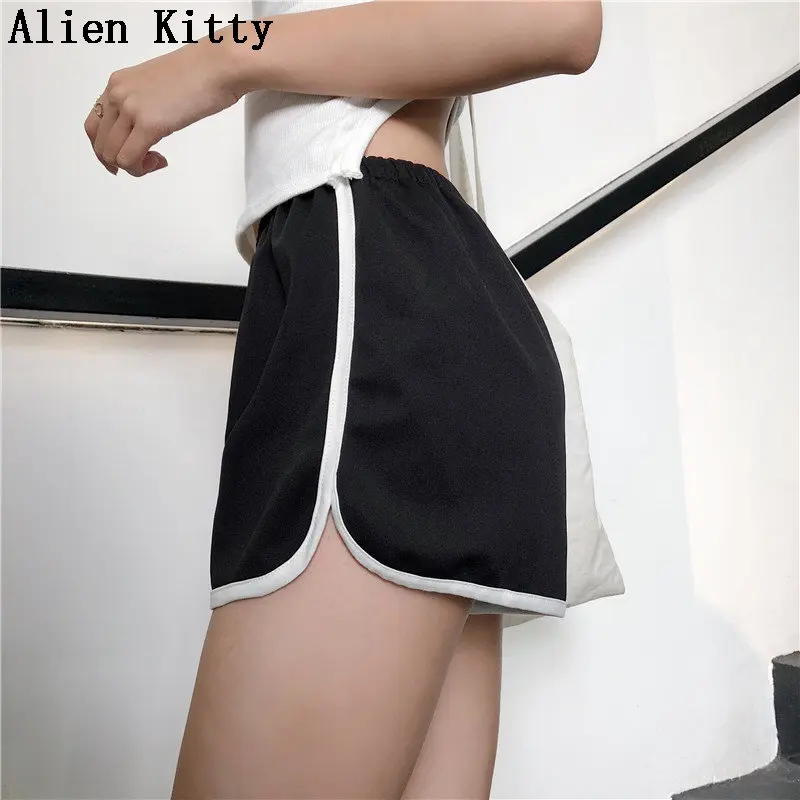 Alien Kitty Summer Solid New Style Black Fashion HIgh Quality Simple Women Sports Shorts Sexy Lady Short Jeans Plus Size | Женская