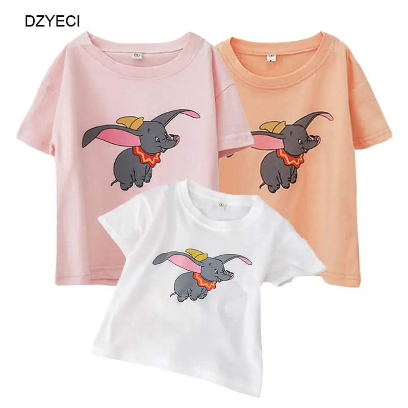 

DZYECI Dumbo Tee For Little Girl Boy Sport T Shirt Summer Kid Boutique Cotton Top Children Clothes Toy 2 3 4 5 6 7 Year