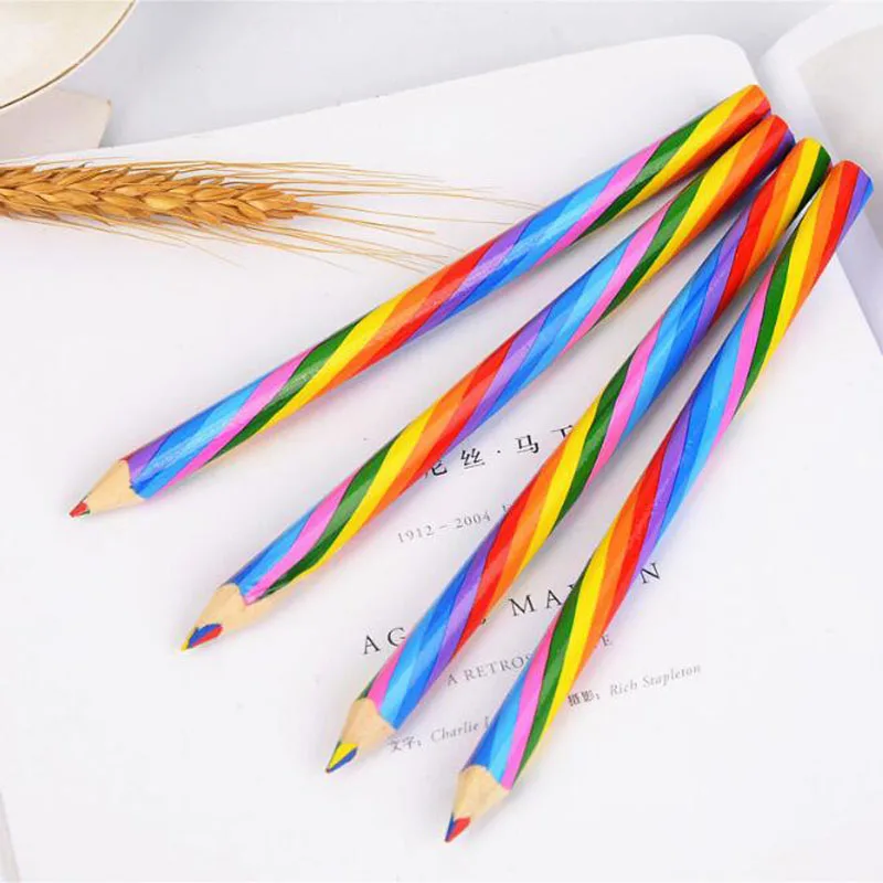 

Rainbow Color Pencil For Children Drawing Graffiti 4 Color Pencils Students DIY Cute Art Tools School Office Supply Stationery