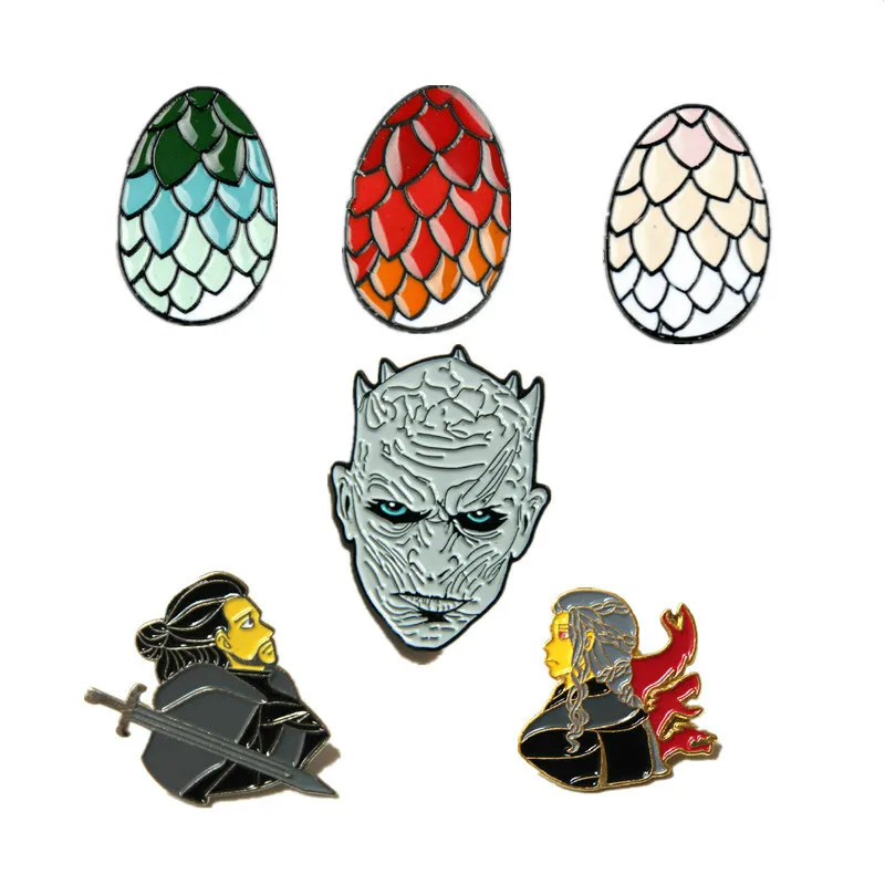 

Game of Thrones Pin Daenerys Targaryen Jon Snow Cartoon Metal Brooch A Song of Ice and Fire Dragon egg Badge Shirt Bag Gift Pin