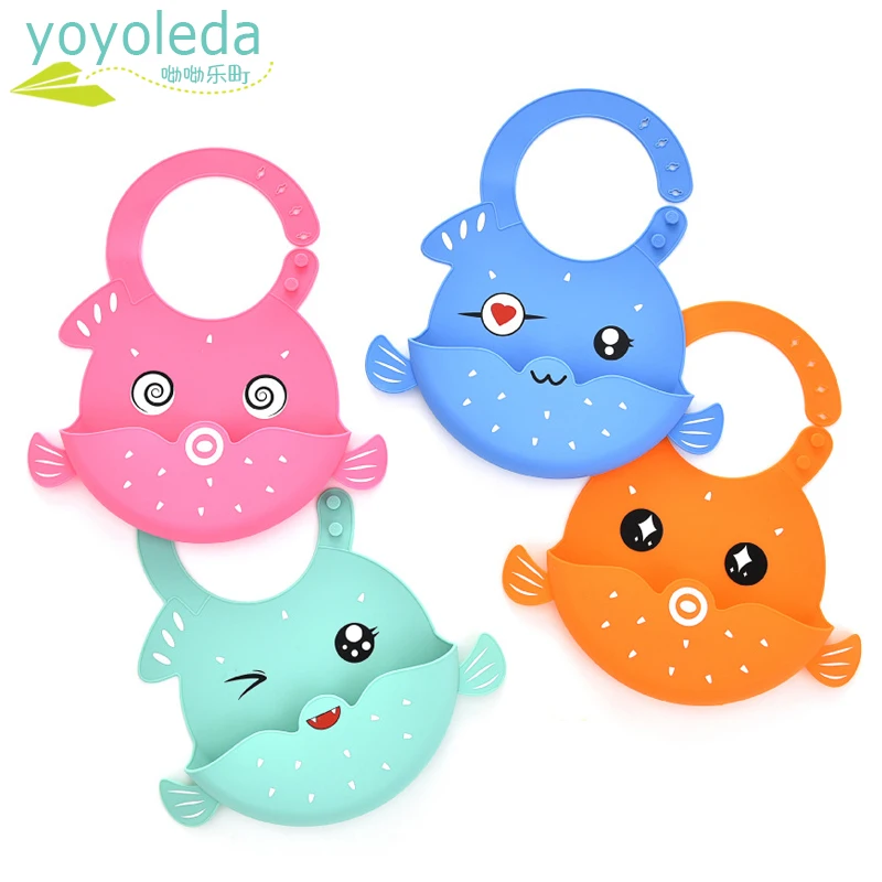 High Quality Waterproof Baby Silicone Bibs Burp Cloths Toddler Kids Adjustable Feeding Apron Puffer Fish Cartoon Saliva Towel Bibs Burp Cloths Aliexpress