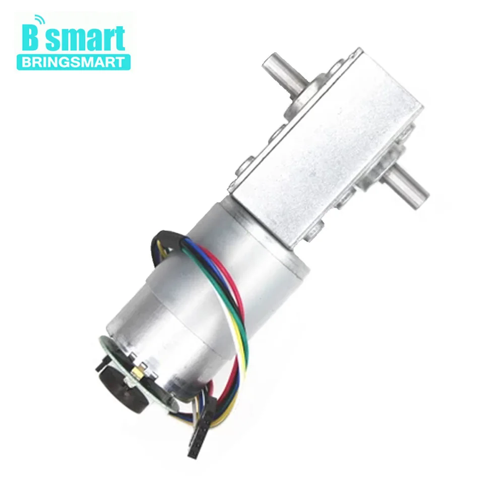 

Bringsmart DC Motor Encoder 12V 5840-555B 24V Worm Gear Motor 470rpm Double Shaft DC Motor Turbine Encoder High Torque Feedback