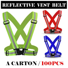 Коробка 100 шт светоотражающий жилет безопасности с ремнем безопасности светоотражающие полосы жилет пояс для наружного бег трусцой