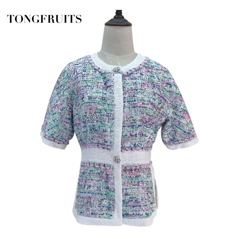 

Women Colorful Woven Fabric Coat Casual Ladies Slim Fit Jacket Fashion Streetwear Loose Long Sleeve Autumn Outerwear Tops
