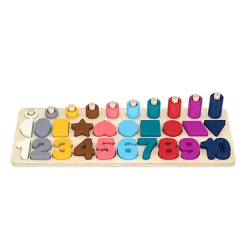 

3 in 1 Digital geometry Shape Paired Cognitive Logarithmic Board Kids Math Learning Jigsaw Board Arithmetic Numbers Teaching