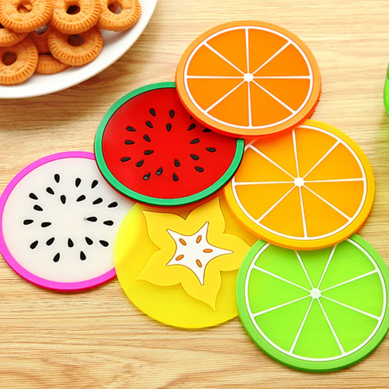 

6 pcs Fruit cup pad placement coaster Table decoration set Lemon Watermelon Stationery Office accessories School supplies Z187