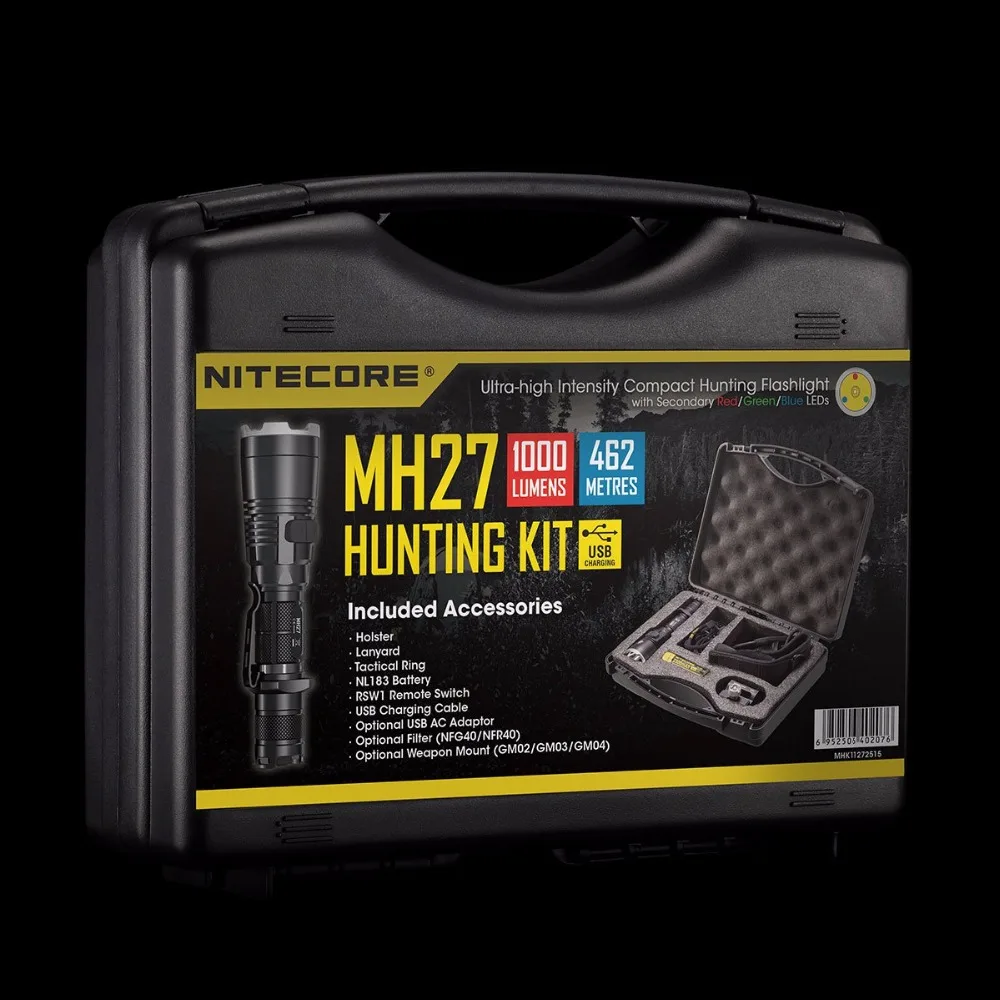 Лидер продаж охотничий набор NITECORE 1000 LMs 4 светодиосветильник CREE XP L HI V3 MH27|Фонарики