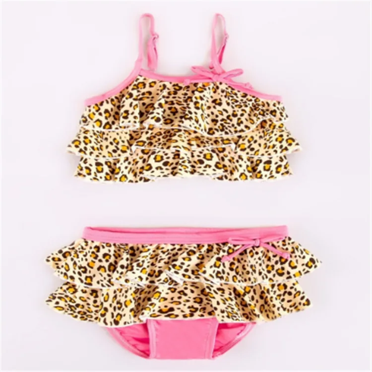 Vertvie Summer Baby Kids Girl Two Piece Swimsuit Child Swimwear Water Sport Swim Dress Beach Leopard Bathing Costume