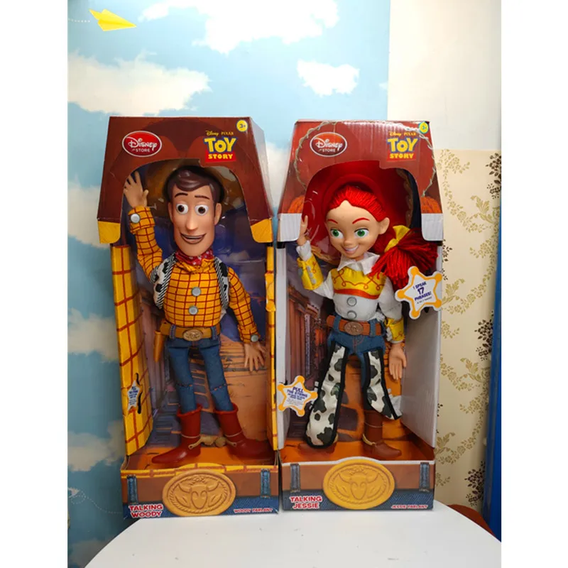 

13 Inches Hazard Comedy Animation TOY STORY Sherif Woody Jessie With Sound Singing Action Figure Collectible Model Toy Box A565
