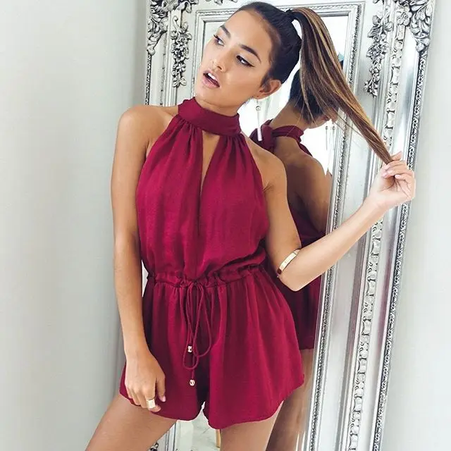 burgundy playsuit