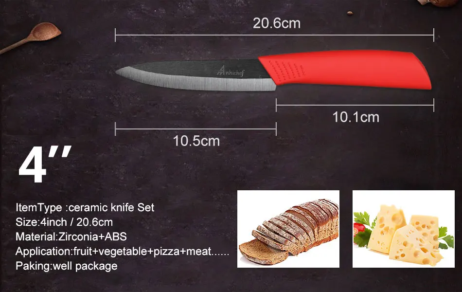 Кухонные ножи, керамический нож " 4" " 6" дюймов, японский нож с цирконием, черное лезвие, для очистки овощей, фруктовые керамические ножи, набор для приготовления пищи