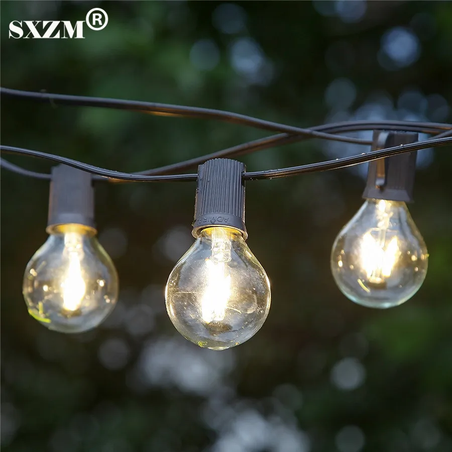 

7.6M 25pcs G40 Indoor/Outdoor Commercial Grade String Lights E12 filament bulbs Street Garden Patio Backyard Holiday