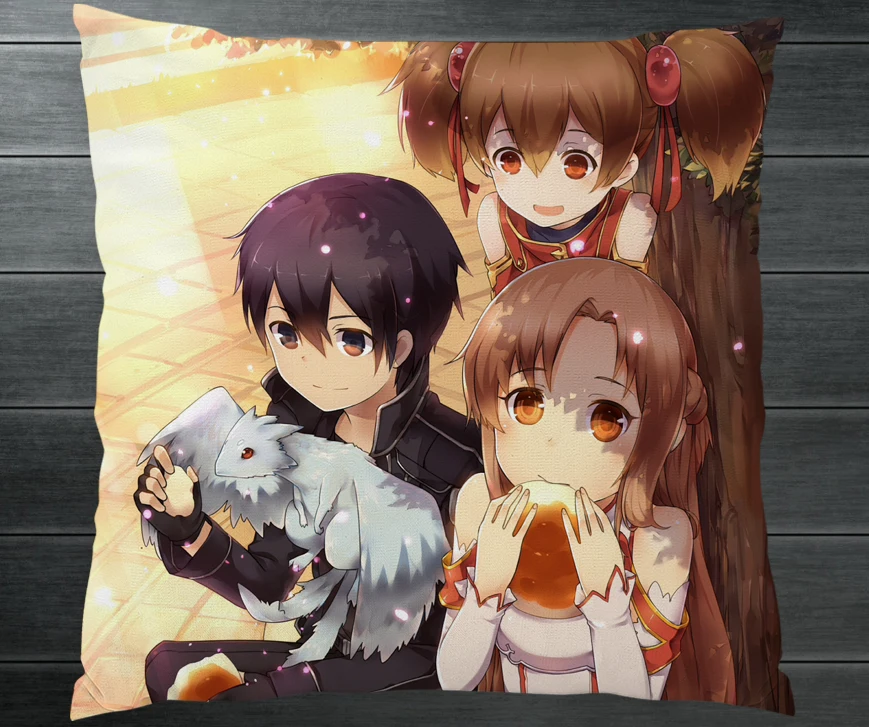 Anime Novel SAO Sword Art Online Kirito Yuuki Asuna Two Side Pillowcase