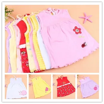 

3pcs /lot Baby Dresses Princess Girls Dress 0-2years Cotton Clothing Dress Summer Clothes For Girl ftst0001
