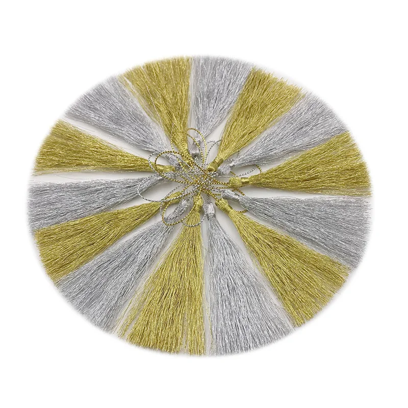 

30pcs/lot Gold Silver Color 8cm Long Rayon Thread Silk Tassels Earrings Charm Tassels for DIY Jewelry Making Findings