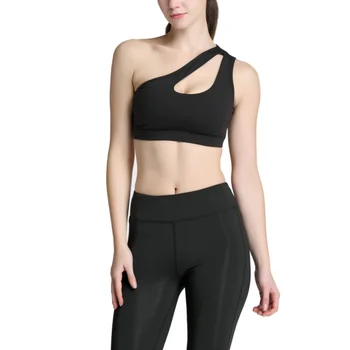 

Women Sexy One Shoulder Plus Size Solid Color Sports Bra Quick-drying Hollow Beauty Back Sports Training Yoga Fitness Underwear