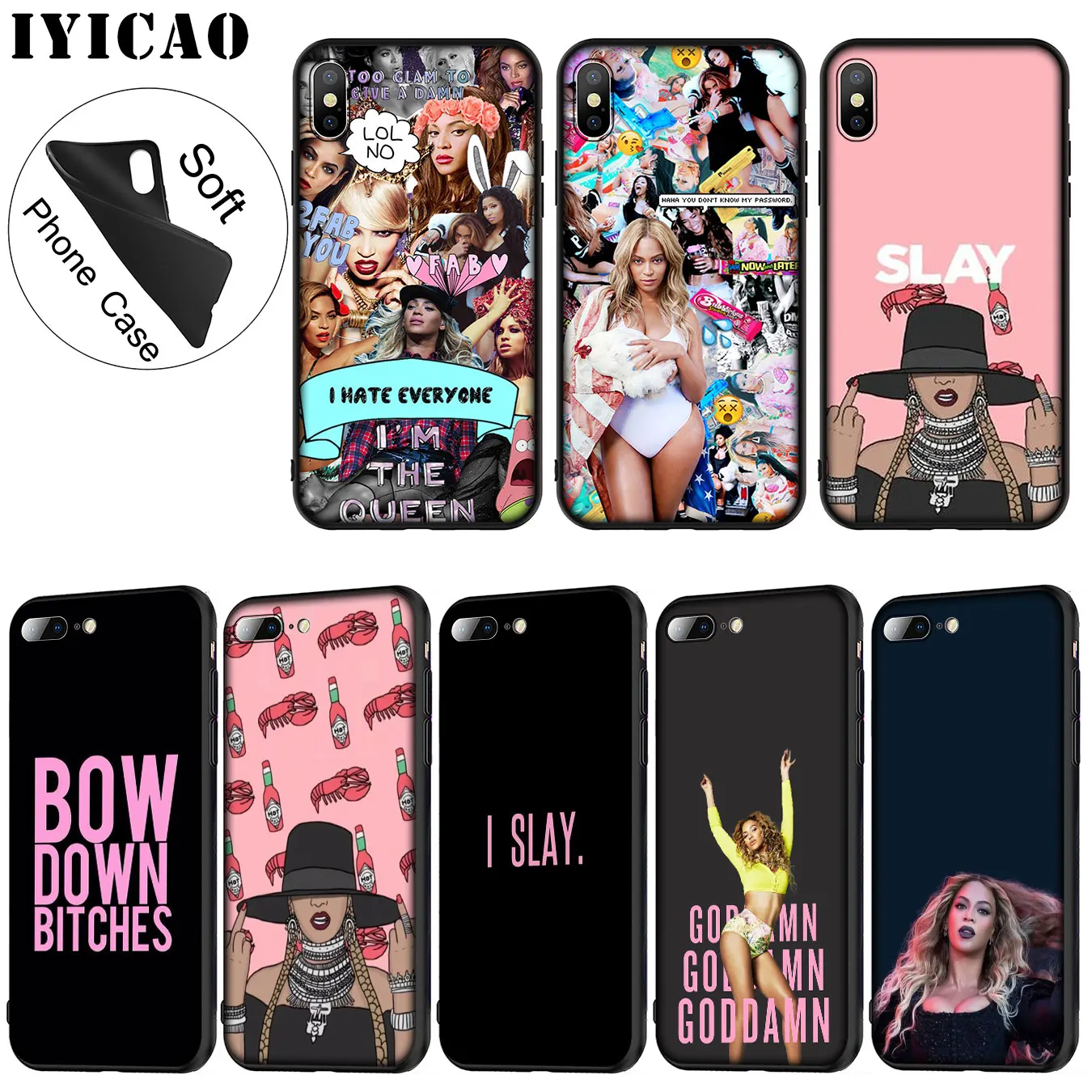 IYICAO Beyonce Мягкий силиконовый чехол для телефона iPhone XR X XS 11 Pro Max 6 6S 7 8 Plus 5 5S SE TPU
