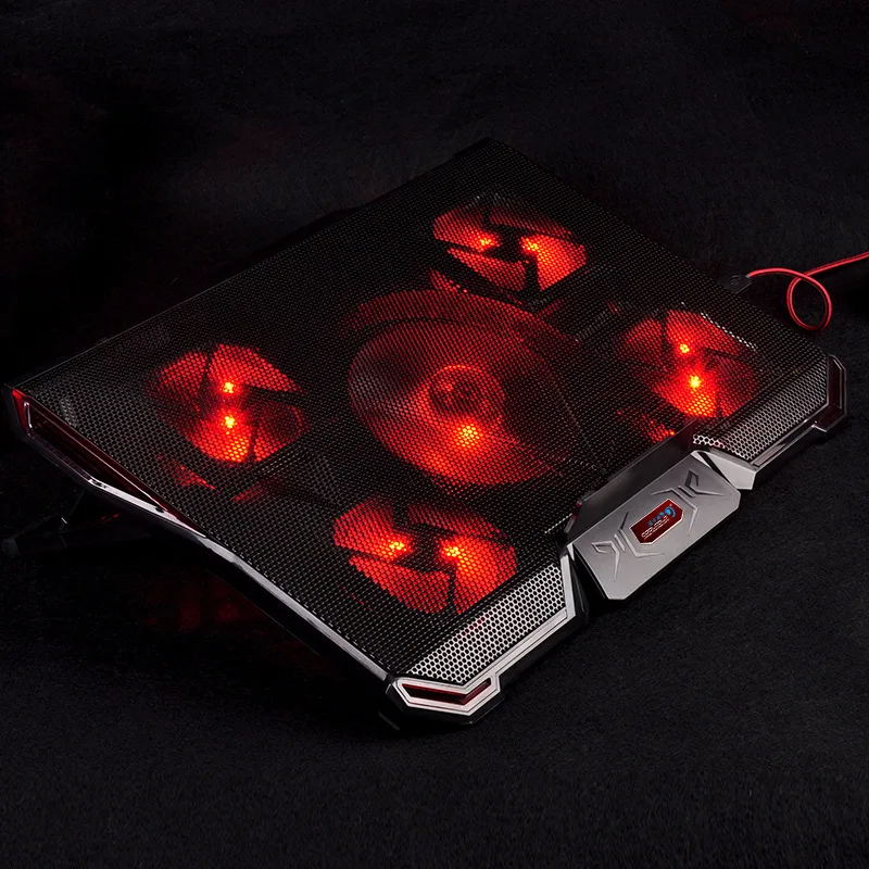 

Universal Laptop cooler 5 fans 2 USB ports mute light notebook cooling pad for 15.6/17/18/19 inch adjustable cooler stand