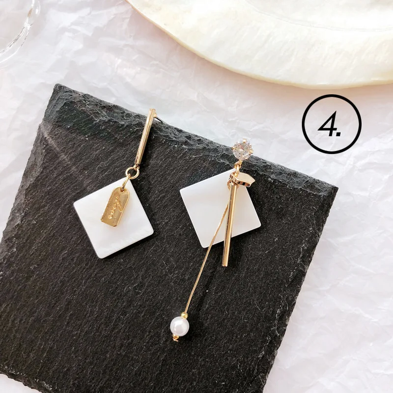 2018 Simple New Fashion Women Accessories Bohemia Mori Girl Shell Lace Geometric Drop Earrings for Girl Student Part Jewelry