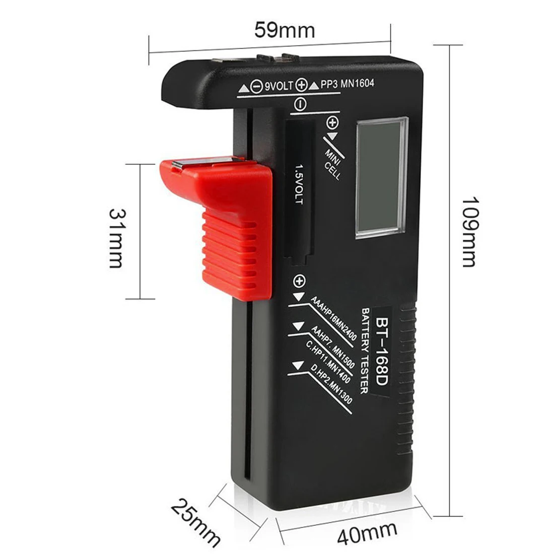 Бытовой батарея тестер Универсальный BT168D цифровой батарея тестер вольт проверки для AA AAA 9 В Кнопка несколько размеров