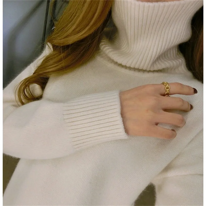 Gejas Ainyusweaters fashion 2018 women turtleneck sweater Long dress Loose knitting Pullover Women's sweater high collar Sweater Sweaters