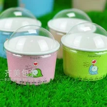 1000 шт 180 мл Толстая смесь 4 цвета бумажная чашка для мороженого с половиной крышка шарика одноразовая десертница Форма для кексов Вечерние