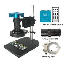 20MP 1080 P 60FPS HDMI промышленный USB цифровой микроскоп видеокамера+ 8X-130X c-крепление объектива+ 56 светодиодных кольцевых огней для ремонта телефона