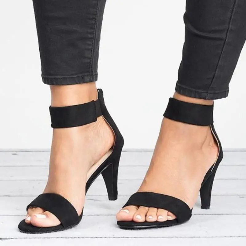 Women Sandals 2019 Fashion Summer Shoes Women Peep Toe Thin Heels Sandals Plus Size 43 Casual Zapatos Mujer 5cm Women Heels