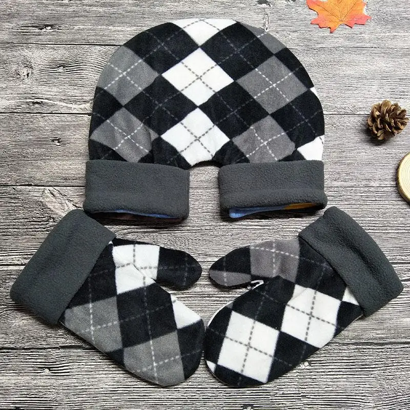 white plaid 1 комплект, романтические перчатки для влюбленных, для женщин и мужчин, зимние Утепленные флисовые варежки для влюбленных, подарок для пары AGL012 - Цвет: white plaid