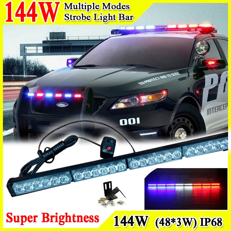 Barre De Lumières Stroboscopiques Pour Toit De Voiture, 46 Pouces, 144w