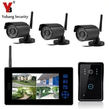 Yobangбезопасности " TFT lcd беспроводной видео телефон двери дверной звонок видео система входа двери комплект с 3x наружная камера видеонаблюдения