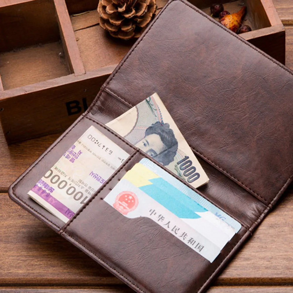 Для мужчин многополярный бизнес кожаный бумажник Для мужчин держатель для карт кошелек для ID для кредитной карты мини кошелек с монета