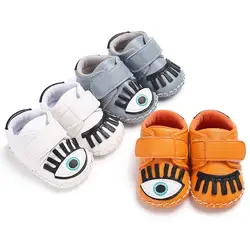 Детская обувь для мальчиков и женщин с рисунком глаз; мягкая обувь на резиновой подошве; нескользящая обувь для малышей