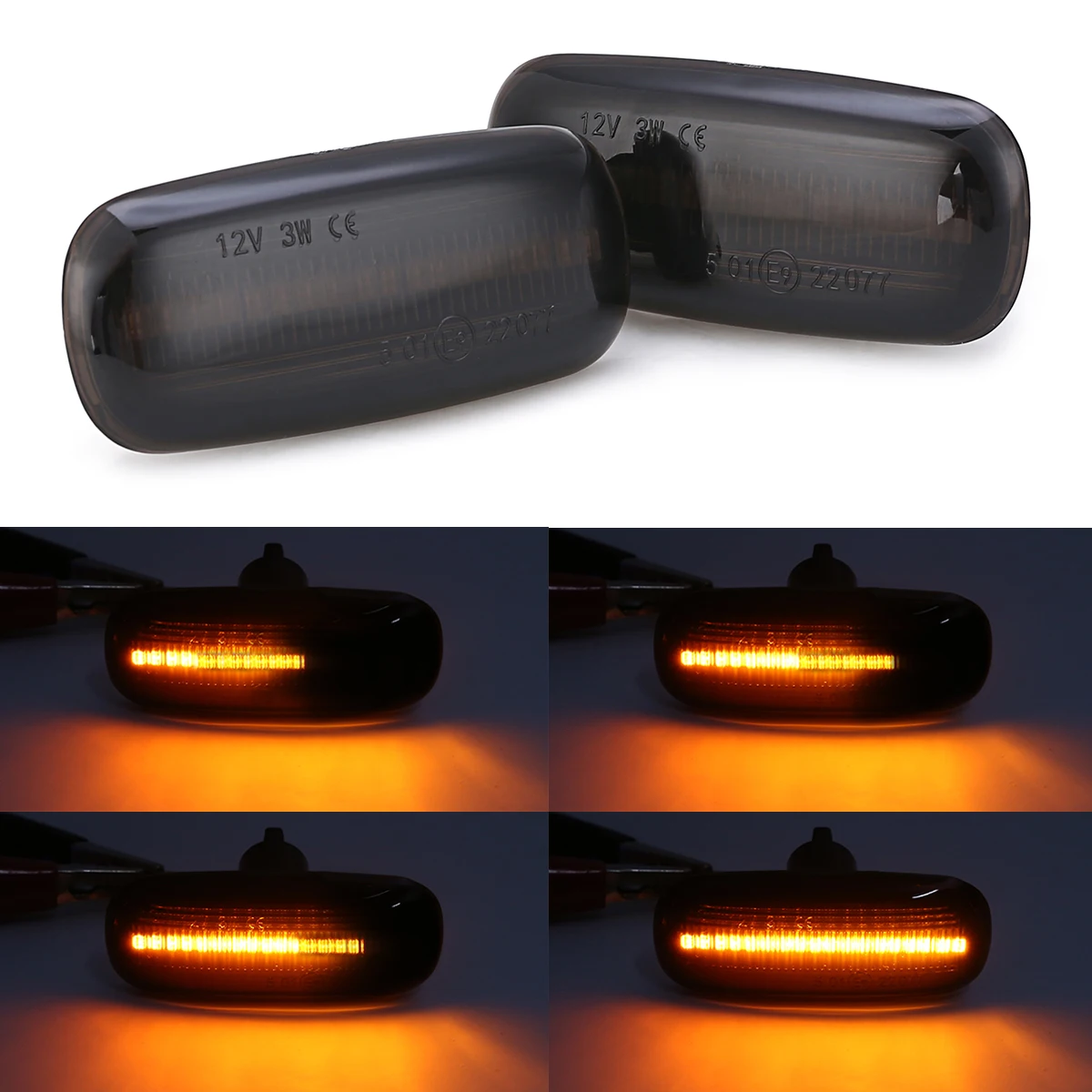 

For Audi A3 A8 2pcs Amber Car Flowing LED Side Marker Signal Light Turn Signal Light 12V Panel Lamp