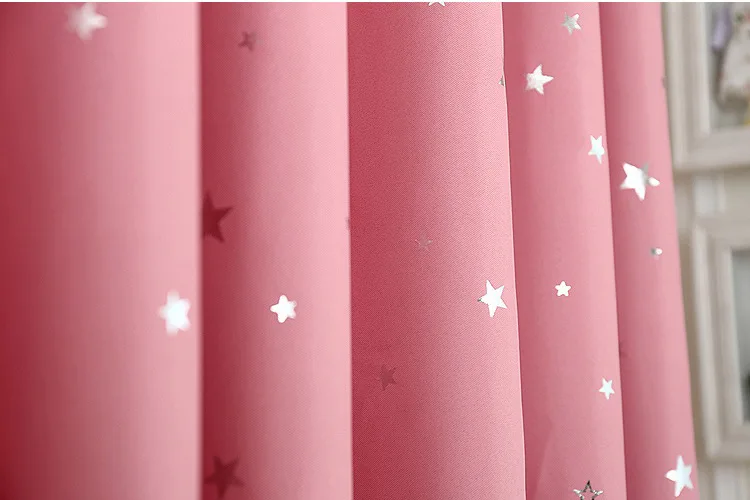 Горячая Распродажа, модные затемненные шторы со звездами для гостиной, на окно, для спальни, ткань, готовые портьеры, жалюзи - Цвет: Pink